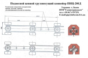 Конвейер для порошковой покраски подвесной цепной грузонесущий