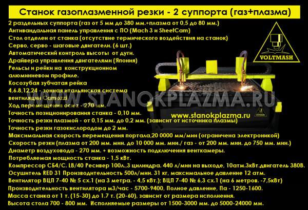 Станок газоплазменной резки 2 варианта изготовления, как на одном суппорте 2 резака, так и на разных суппортах по резаку.Резка до 380 мм