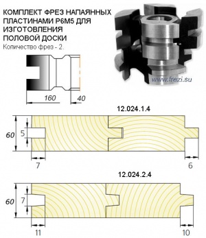 ДИ-12.30 Набор фрез для изготовления деревянной доски пола с радиусным гребнем