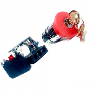 ZB4BS944 Грибовидная головка 40 мм с ключом для кнопки аварийного останова, красная, монтажное отверстие 22 мм, ZB4-BS944