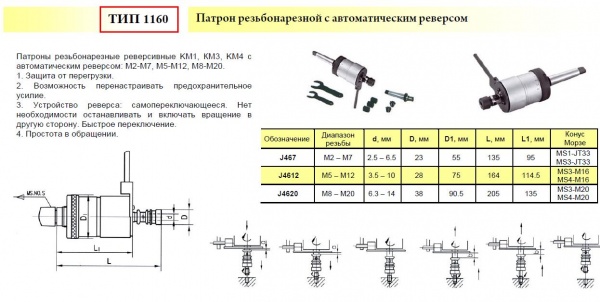 Резьбонарезной реверсивный патрон