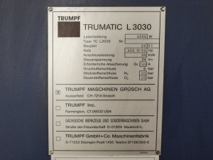 Станок лазерной резки Trumpf TRUMATIC L 3030 с ЧПУ