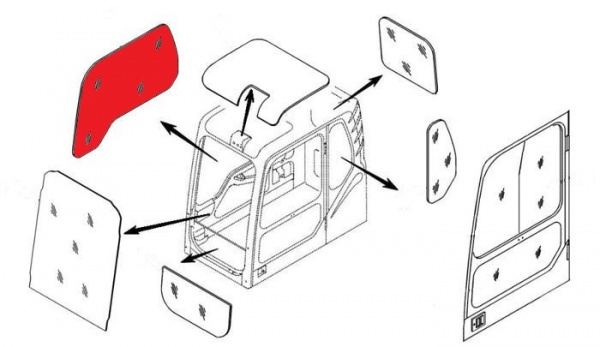 Стекло кабины правое (триплекс) 71Q6-02730 Hyundai R140-R500 серия 9S