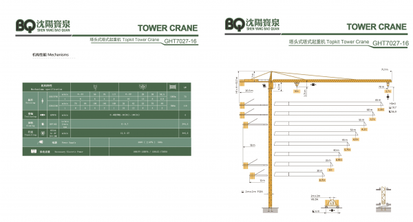Башенный кран BQ GHT7027-16