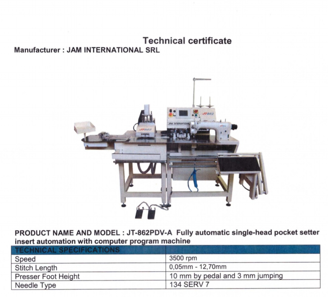Машина для пошива карманов джинсJT-862 JAM купить в Ташкенте по цене $ 50  000 - Биржа оборудования ProСтанки