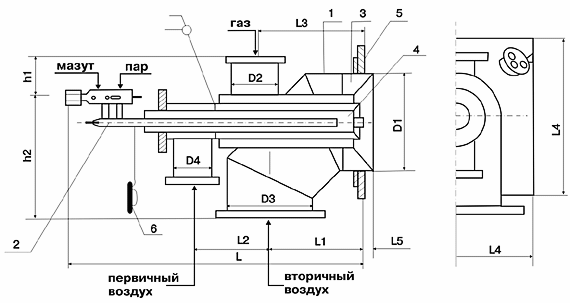 Горелка газомазутная ГМГ-5,0