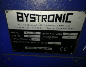 Станок лазерной резки BYSTRONIC Bystar 4020 с ТРУБОРЕЗОМ