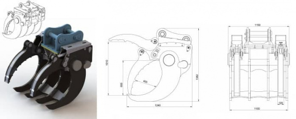 Захват для мусора на экскаватор Hyundai R180/220/240