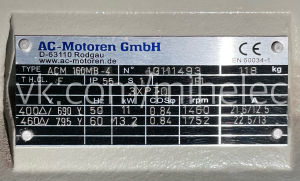 Электродвигатель AC-Motoren GmbH 11 квт 1460 об/мин лапы 380V (400V)