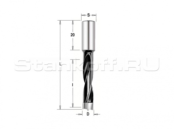 Сверло Delta-Tools присадочное глухое 4,5*10*57,5 mm Правое