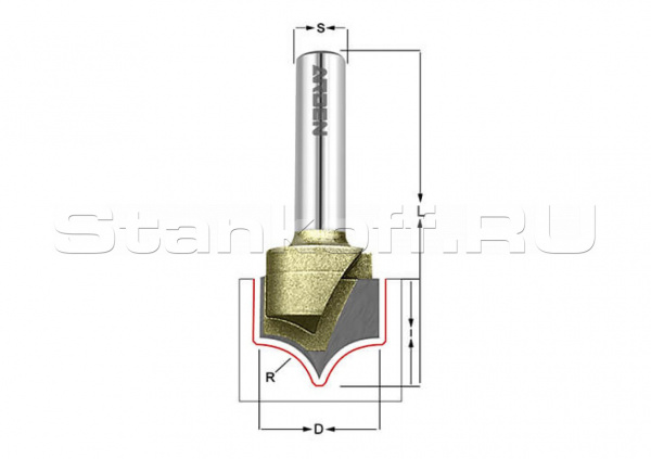 Фреза скругление R=11.1 D=22.2x15.2 S=6.35 ARDEN A0405134