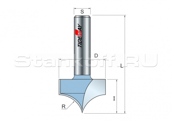 Фреза радиусная R=3,17 D=6,35x7 S=8 TIDEWAY LC04050408