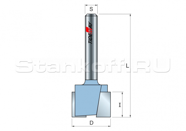 Фреза пазовая для петель Z=2 D=12,7x12,7 S=8 TIDEWAY LC01040808