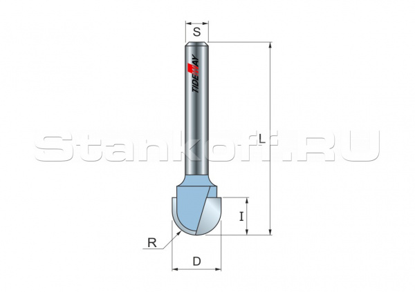 Фреза галтельная R=4,76 D=9,52x6,5 S=8 TIDEWAY LC05020608