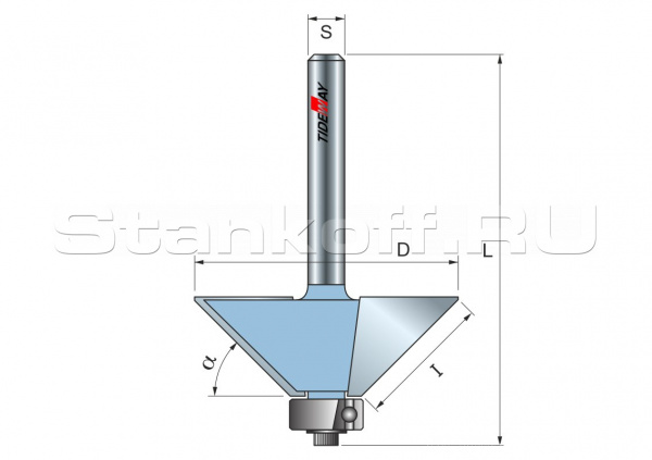 Фреза 45гр. ниж. под. Z=2 D=26,5x9,52 S=8 TIDEWAY LC02030608