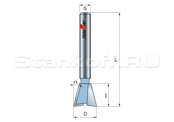 Фреза ласточкин хвост 14гр. Z=2 D=19,05x20 S=8 TIDEWAY LC03031208