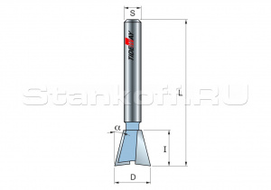 Фреза ласточкин хвост 8гр. Z=2 D=9,52x10 S=8 TIDEWAY LC03030608