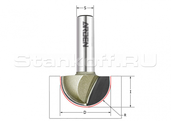 Фреза пазовая полукруг (галтельная) R=3.17 D=6.35x6.35 S=6.35 ARDEN A0502074