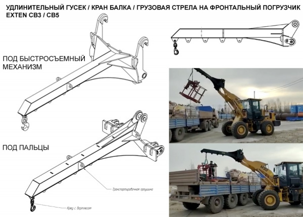 Кран-балка (гусек) на фронтальный погрузчик UMG TL155