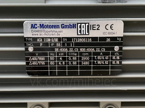 Электродвигатель AC-Motoren GmbH, тип ACA 112M-2/HE, 4 кВт, 2900 об/мин (4квт 3000 оборотов в минуту)