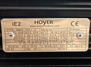 Электродвигатель Hoyer HMA2-100l1-4 2.2 кВт 1460 об/мин (2,2 квт 1500 оборотов в минуту)