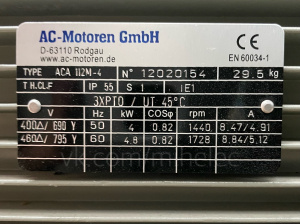 Электродвигатель AC-Motoren GmbH тип ACA 112M-4, 4 кВт 1440 об/мин (4квт 1500 оборотов в минуту)