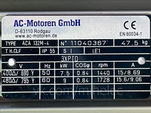 Электродвигатель AC-Motoren GmbH тип ACA 132M-4, 7.5 кВт 1440 об/мин (7,5квт 1500 оборотов в минуту)