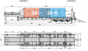 Полуприцеп-тяжеловоз (трал) низкорамный, 60тонн, 3 оси TONGYADA