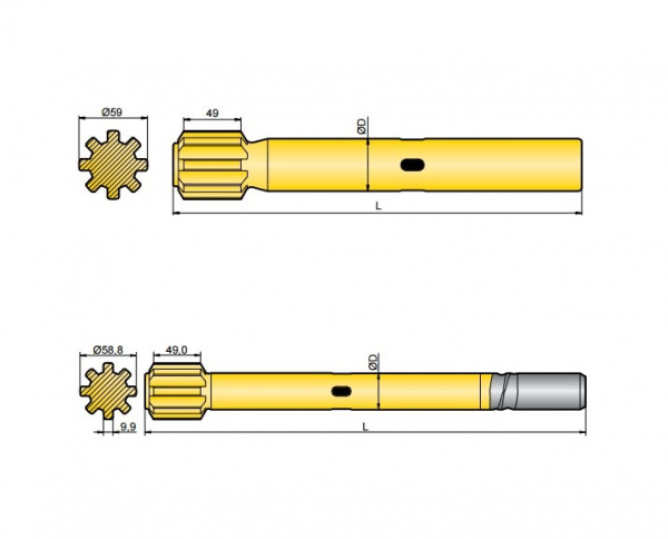 Хвостовик аналог Sandvik/Tamrock HL500 F, HL500