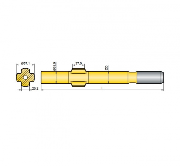 Хвостовик аналог Sandvik/Tamrock 438, 538