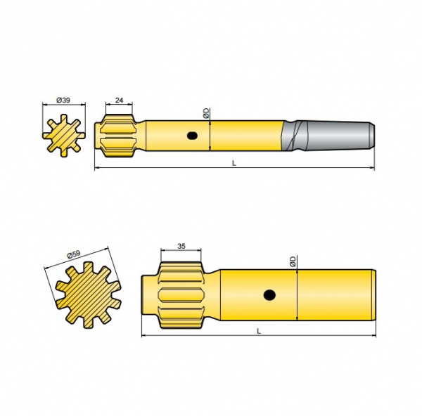 Хвостовик аналог Sandvik/Tamrock HLX 1, HLX 3