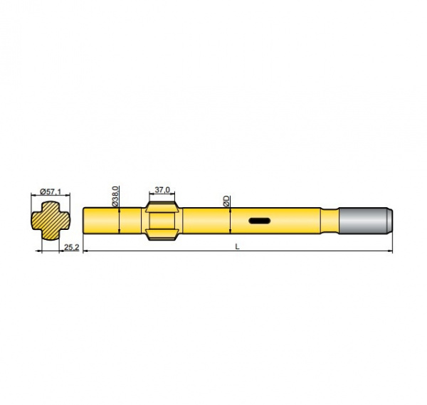 Хвостовик аналог Sandvik/Tamrock 438 LS, 438 TS, HL 538, HL 538 L, L 550 S