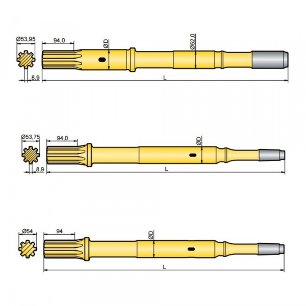 Хвостовик аналог Atlas Copco COP 1838EX, COP 1838MUX/HUX