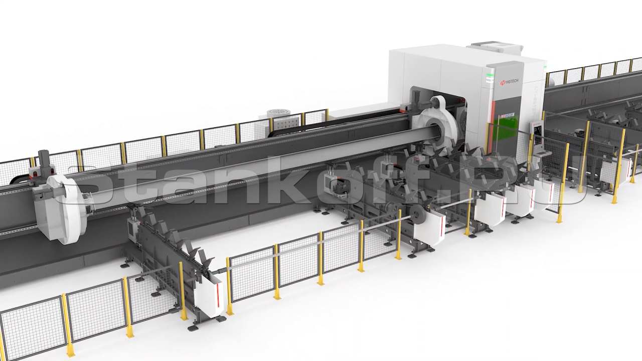 Оптоволоконный лазерный труборез с полуавтоматической системой погрузки и  разгрузки труб TP1212-350/6000 Raycus 5 axis купить - Станкофф.RU