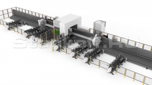 Оптоволоконный лазерный труборез с полуавтоматической системой погрузки и разгрузки труб TP1212-350/6000 Raycus 5 axis