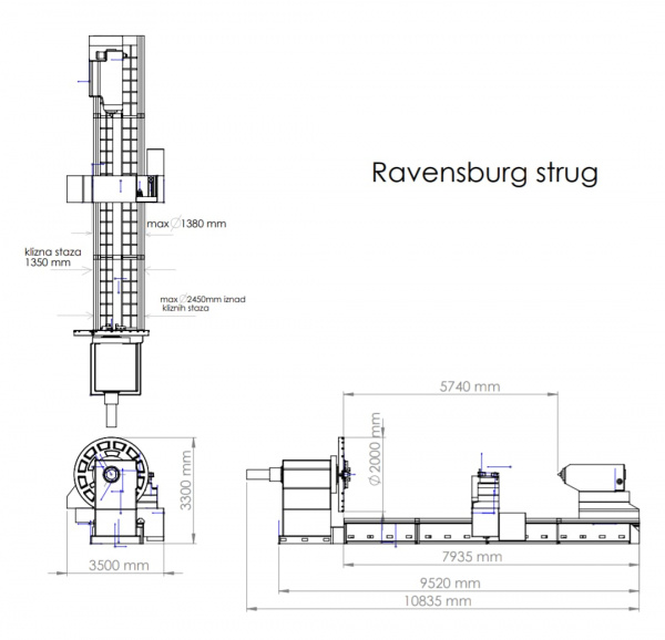 Тяжелый токарный станок RAVENSBURG KL-2500-6000 ЧПУ, ЧПУ SIEMENS