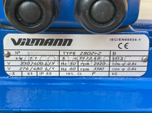 Электродвигатель 1.1 квт 2820 об/мин (1,1квт 3000 оборотов в минуту) Vilmann Z 802-2