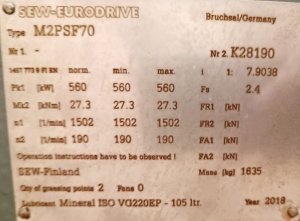 Редуктор Sew-Eurodrive M2PSF70 560 кВт