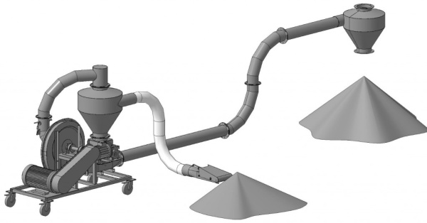 Пневматический транспортер зерна для загрузки машин и бункеров хранения