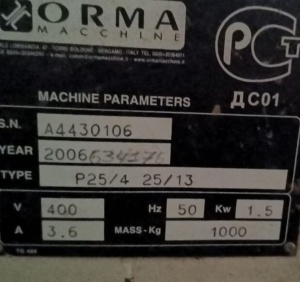 Пресс гидравлический Orma P 25/4