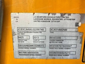 Экскаватор погрузчик JCB 3CXS14M2NM, заводской No JCB3CX4WL02256748, 2013 г.в. 50 ХН 6757